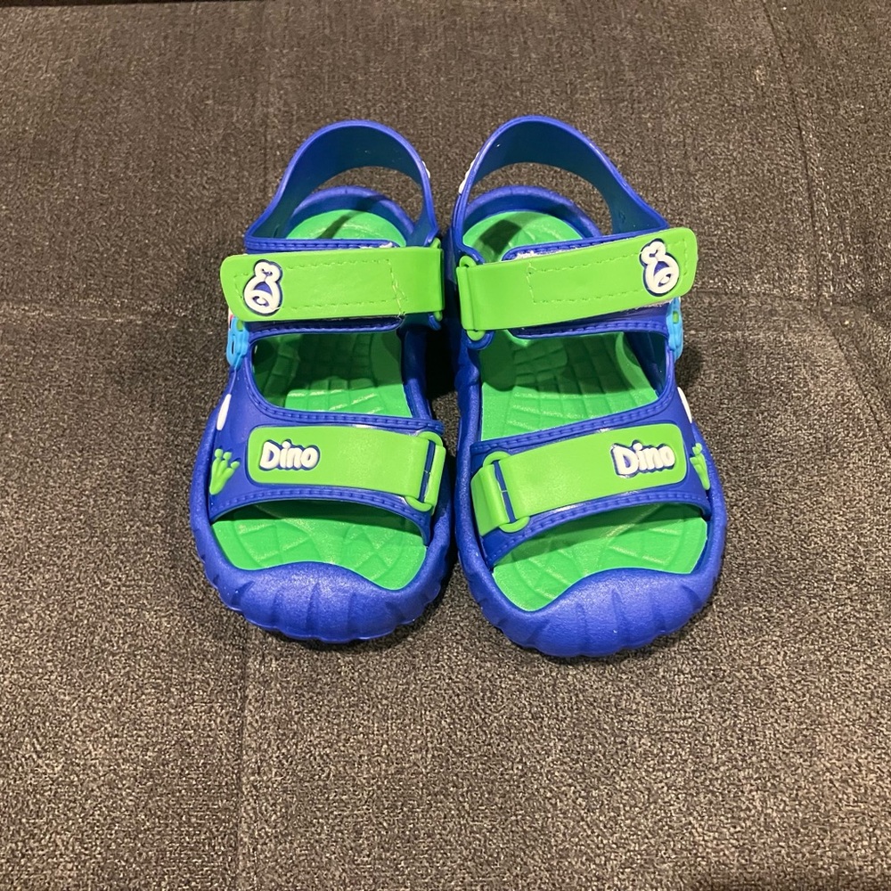 Dino Kids Blue & Green Adjustable Sandals